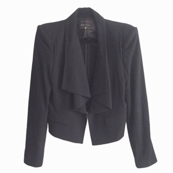 Bcbgmaxazria Open Front Draped Waterfall Blazer Jacket Black M - Picture 1 of 6